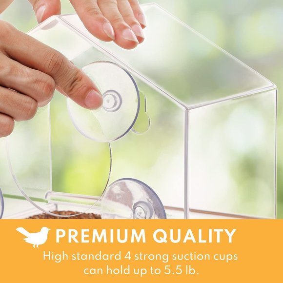 Acrylic Clear Window Bird Feeder Outside with Strong Suction Cups - Picture 3 of 6
